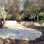 Dais for speaker(s) with benches in rear