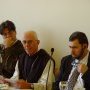 Abbot Paul Saouma (ctr.), Sheikh Ziad Abu-Much (right)