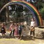 Pupils under the rainbow arch